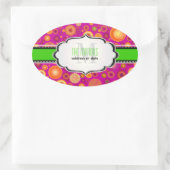 PixDezines Fuschia+Neon Groene Kerstversieringen Ovale Sticker (Tas)