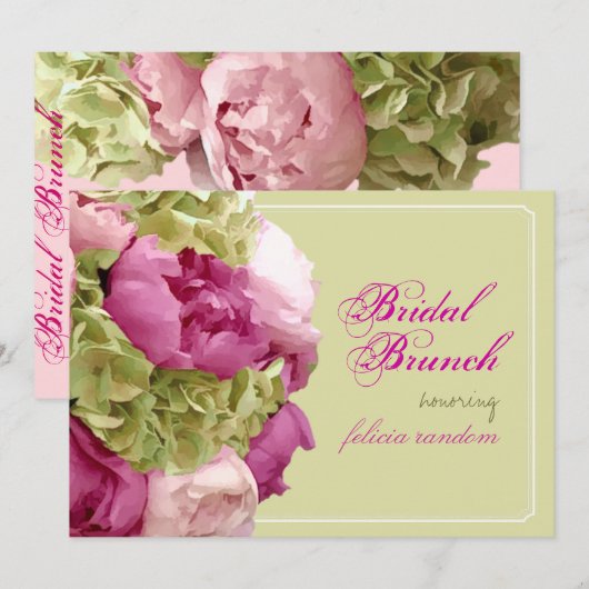 PixDezines fuschia peonies/green hydrangeas/diy Kaart (Voorkant / Achterkant)