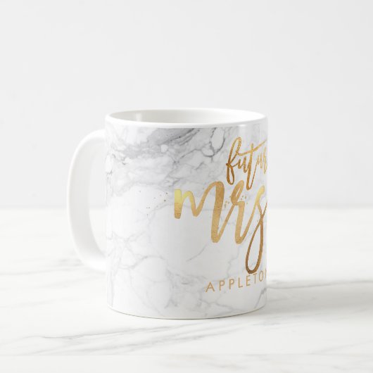 PixDezines Future Mrs Modern/Faux Gold Script Koffiemok (Voorkant links)