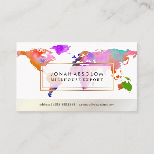 PixDezines gaan over de wereldkaart van de wereld/ Visitekaartje (Voorkant)