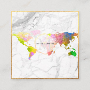 PixDezines GAAT GLOBAAAL MONOGRAM/NEPGOLD Vierkante Visitekaartje