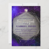 PixDezines Galaxy Bar Mitzvah Silver+Violet Kaart (Achterkant)