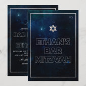 PixDezines Galaxy/Space Bat Mitzvah Kaart (Voorkant / Achterkant)