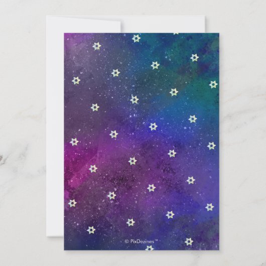 PixDezines Galaxy+Talitz Bar Mitzvah Kaart (Achterkant)