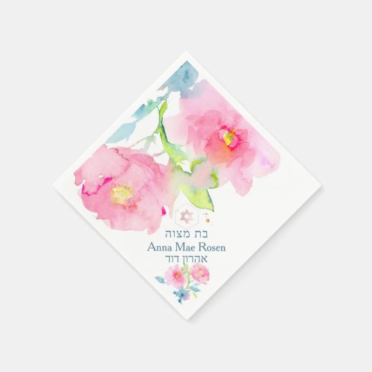 PixDezines Garden Rozen, Blush Pink Mitzvah Servet (Hoek)