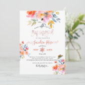 PixDezines Garden Rozen Waterverf Bat Mitzvah Kaart (Staand voorkant)