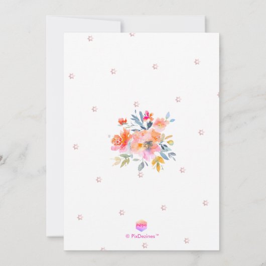 PixDezines Garden Rozen Waterverf Bat Mitzvah Kaart (Achterkant)