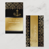 PixDezines GChandelier Damask/Black + Gold Lace Visitekaartje (Voorkant / Achterkant)