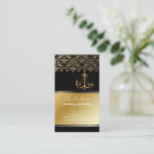 PixDezines GChandelier Damask/Black + Gold Lace Visitekaartje (Staand voorkant)