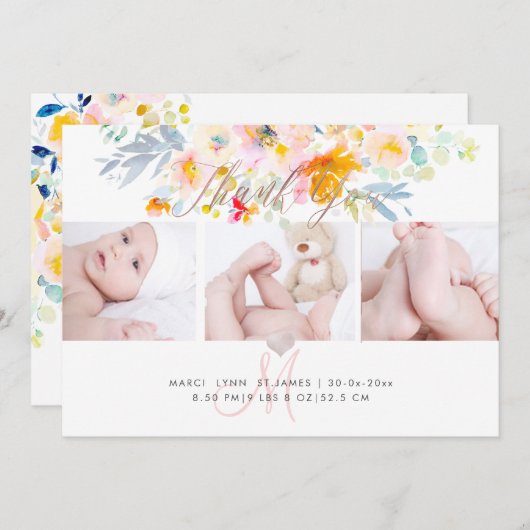 PixDezines geboorte aankondiging + douche dank u (Voorkant / Achterkant)