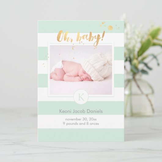 PixDezines geboorteaankondiging/DIYcolor strepen Aankondiging (Staand voorkant)