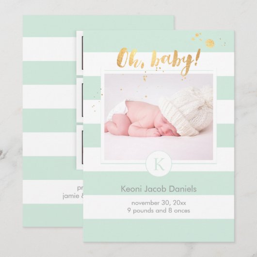PixDezines geboorteaankondiging/DIYcolor strepen Aankondiging (Voorkant / Achterkant)