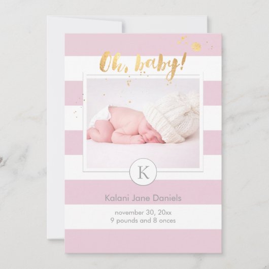 PixDezines geboorteaankondiging/DIYcolor strepen Aankondiging (Voorkant)