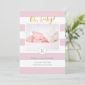 PixDezines geboorteaankondiging/DIYcolor strepen Aankondiging (Staand voorkant)