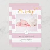 PixDezines geboorteaankondiging/DIYcolor strepen Aankondiging (Voorkant / Achterkant)