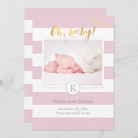 PixDezines geboorteaankondiging/DIYcolor strepen Aankondiging (Voorkant / Achterkant)