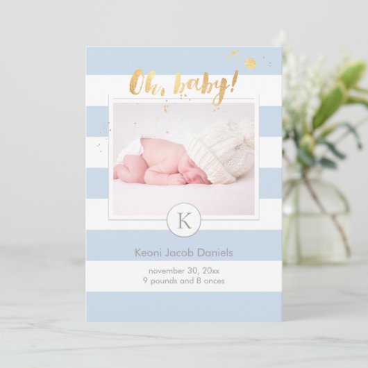 PixDezines geboorteaankondiging/DIYcolor strepen Aankondiging (Staand voorkant)