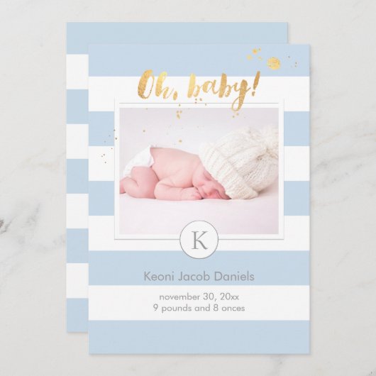 PixDezines geboorteaankondiging/DIYcolor strepen Aankondiging (Voorkant / Achterkant)