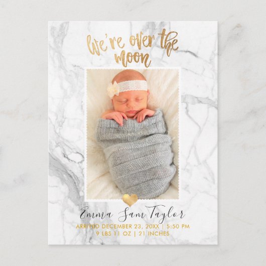 PixDezines Geboorteaankondiging / Over de Maan Aankondigingskaart (Voorkant)