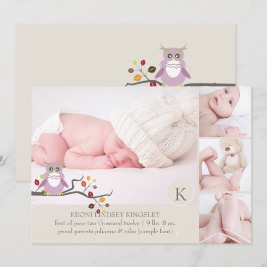 PixDezines geboortebekendmaking van fotosjabloon Aankondiging (Voorkant / Achterkant)