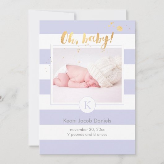 PixDezines geboortekaartje/DIYcolor strepen Aankondiging (Voorkant)