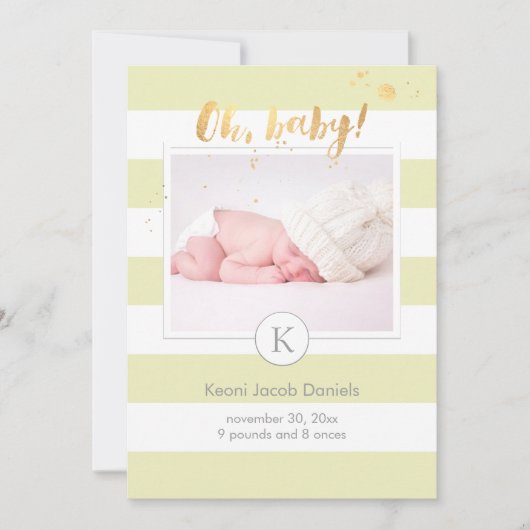 PixDezines geboortekaartje/DIYcolor strepen Aankondiging (Voorkant)