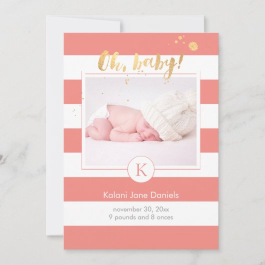 PixDezines geboortekaartje/DIYcolor strepen Aankondiging (Voorkant)