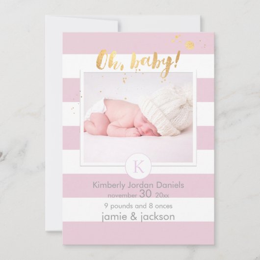 PixDezines geboortekaartje/DIYcolor strepen Aankondiging (Voorkant)