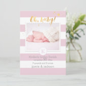 PixDezines geboortekaartje/DIYcolor strepen Aankondiging (Staand voorkant)