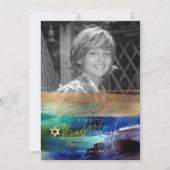 PixDezines Geborsteld Waterverf Blauw Bar Mitzvah Kaart (Voorkant)