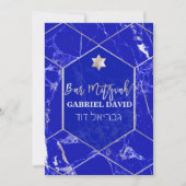 PixDezines Geometric Blue Lapis Bar Mitzvah Kaart (Voorkant)
