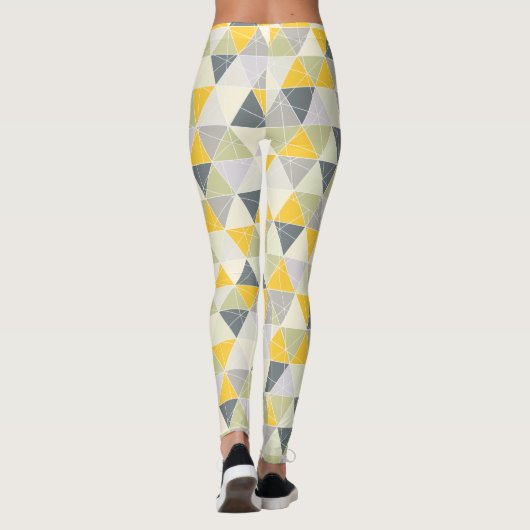 PixDezines geometrisch/geel/grijs Leggings (Achterkant)