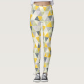 PixDezines geometrisch/geel/grijs Leggings (Voorkant)