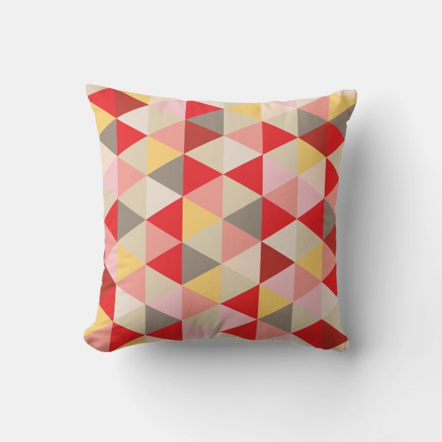PixDezines geometrisch/rood/roze/geel/as Kussen (Voorkant)