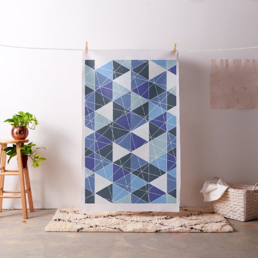 PixDezines geometrische/blauwe hydrangeas Stof (Voorbeeld)