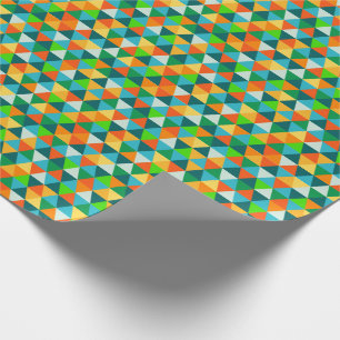 PixDezines geometrische bosgroen/oranje/turquoise Cadeaupapier