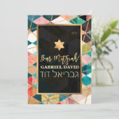 PixDezines Geometrische Driehoeken Bar Mitswa Kaart (Staand voorkant)