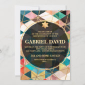 PixDezines Geometrische Driehoeken Bar Mitswa Kaart (Achterkant)