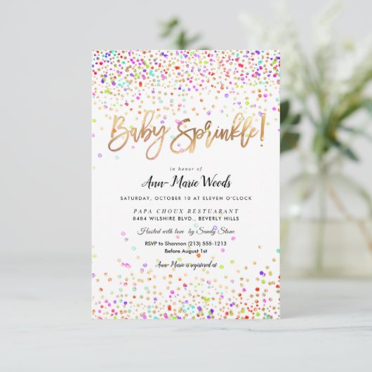 PixDezines gestrooid Confetti Baby Sprinkle! Kaart (Staand voorkant)