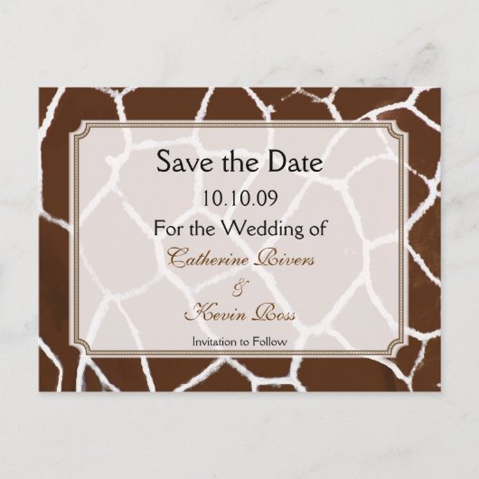 PixDezines Giraffe print save the date briefkaart (Voorkant)