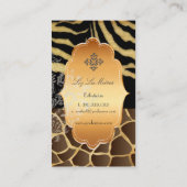 PixDezines  giraffe, zebra+goudlabel Visitekaartje (Achterkant)