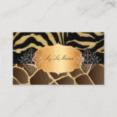 PixDezines  giraffe, zebra+goudlabel Visitekaartje (Voorkant)