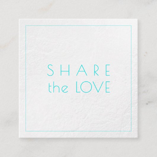 PixDezines Glam Deel de Liefde Platinum+Aqua Vierkante Visitekaartje (Voorkant)