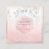 PixDezines Glam Faux Glitter, Roze Blush+Marble Vierkante Visitekaartje (Achterkant)