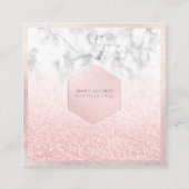 PixDezines Glam Faux Glitter, Roze Blush+Marble Vierkante Visitekaartje (Voorkant)