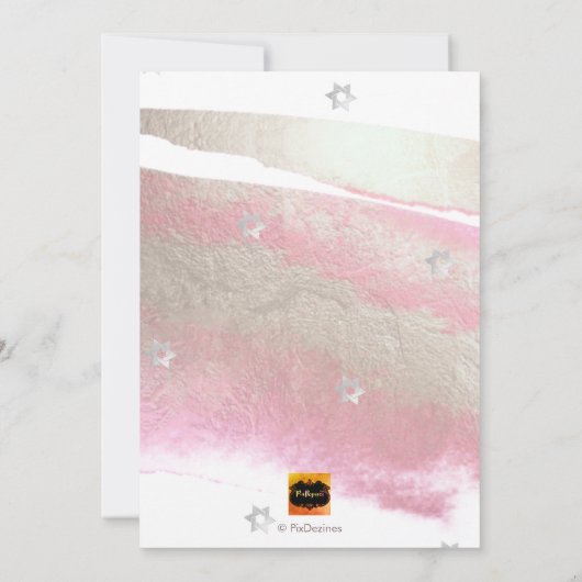 PixDezines Glam geborsteld Roze+Platinum Bat Mitzv Kaart (Achterkant)