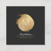 PixDezines Glam Monogram Black+Gold Spot Vierkante Visitekaartje (Voorkant)