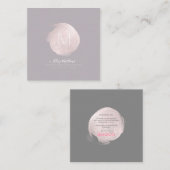 PixDezines Glam Monogram Zwart + Blush Roze Vlek Vierkante Visitekaartje (Voorkant / Achterkant)