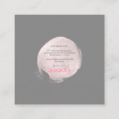 PixDezines Glam Monogram Zwart + Blush Roze Vlek Vierkante Visitekaartje (Achterkant)