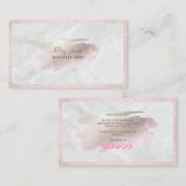 PixDezines Glam Pink+Silver | Blush+Marmer Visitekaartje (Voorkant / Achterkant)